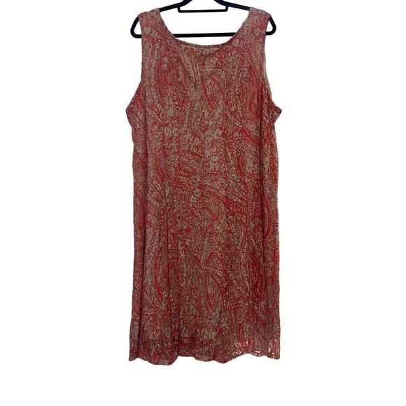 Perceptions 24W Orange Gold Jacquard Lace Sleeveless Shift Dress Cocktail Party - Picture 2 of 9